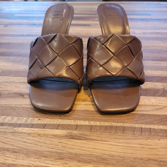 Inc Concepts Chestnut LIAH Braided Square Toe Heeled Slide - Picture 2 of 13